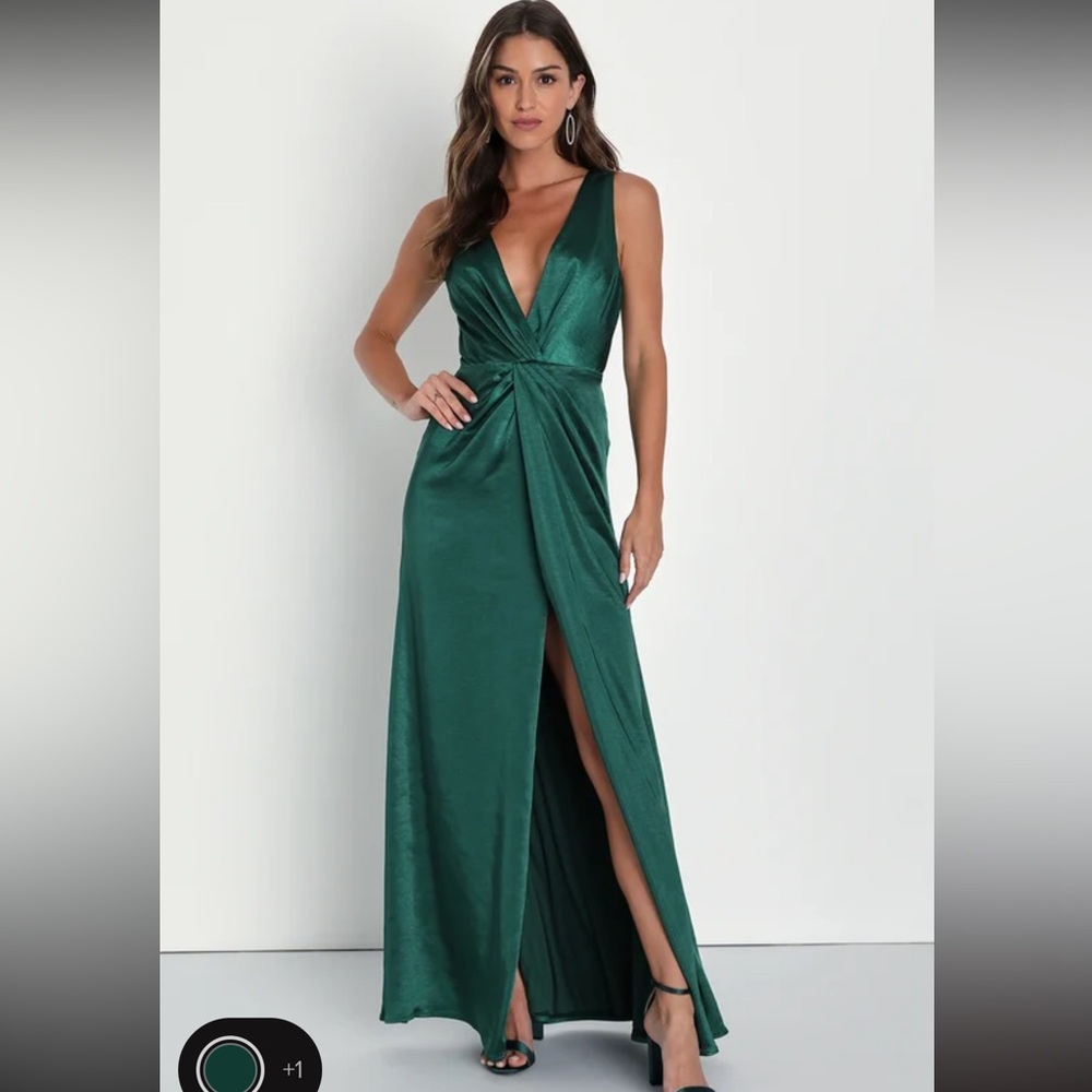 Lulus Perfect Refinement Emerald Satin Pleated Ma… - image 2